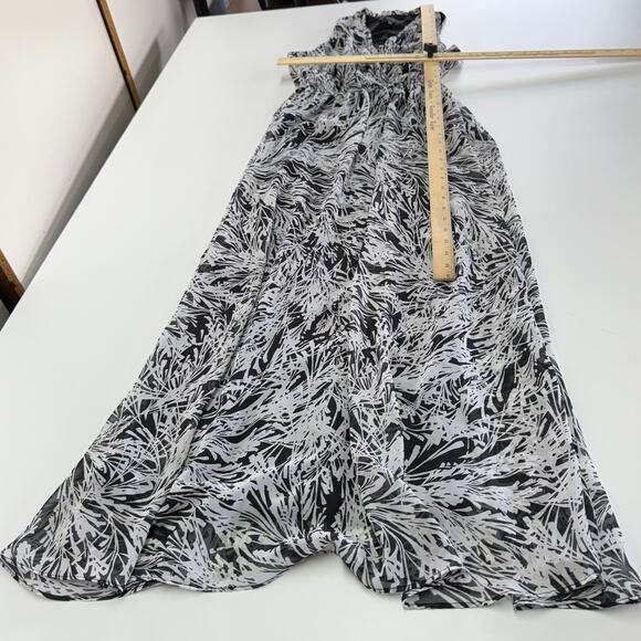 Maggy London Dress Womens 2 Black White Printed Maxi V Neck Stretch - Picture 9 of 9